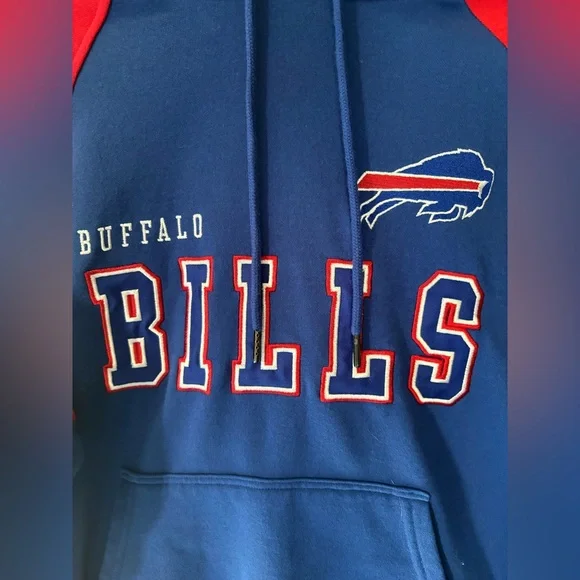 Buffalo Bills Hooded Pullover Blue and Red Sweatshirt - Picture 2 of 9